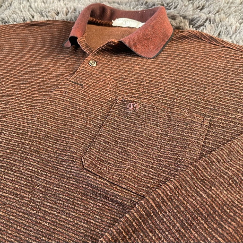 Valentino Chemises Long Sleeve Polo Sweater Classic Brown Knit Casual